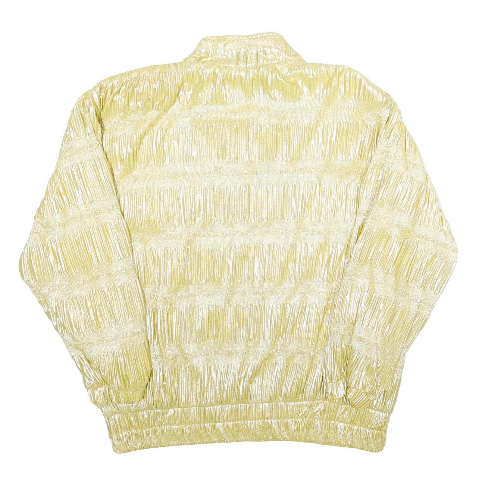 VALENTINA Womens Yellow Zip Jacket One Size Polyester Shiny Plain Casual