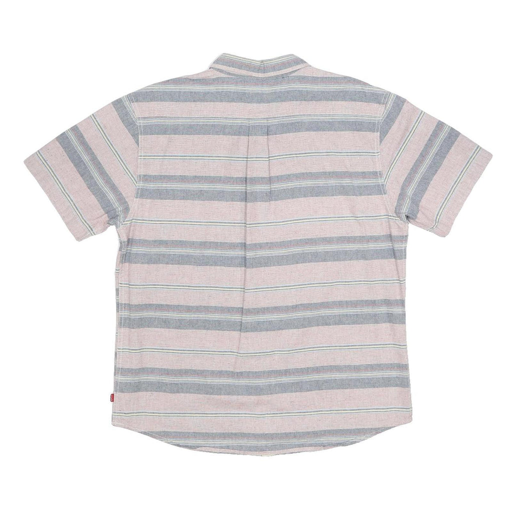 LEVI'S Mens Pink & Blue Striped Casual Cotton Blend Shirt L Short Sleeve