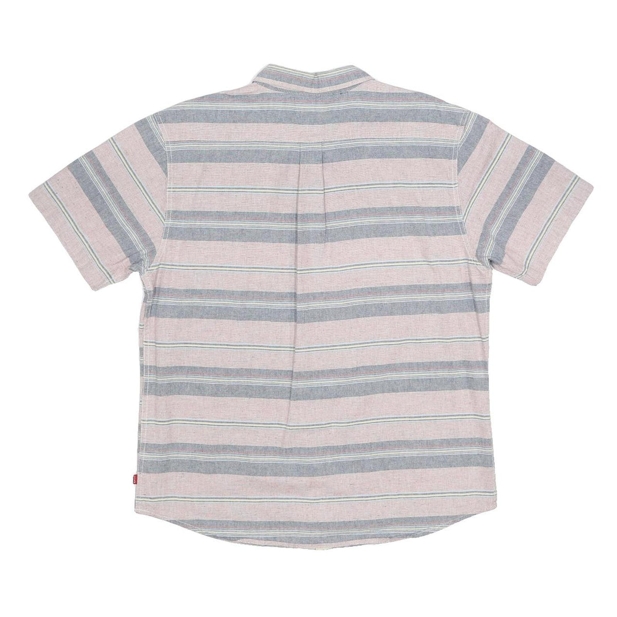 LEVI'S Mens Pink & Blue Striped Casual Cotton Blend Shirt L Short Sleeve