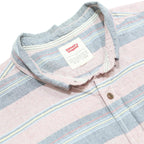 LEVI'S Mens Pink & Blue Striped Casual Cotton Blend Shirt L Short Sleeve