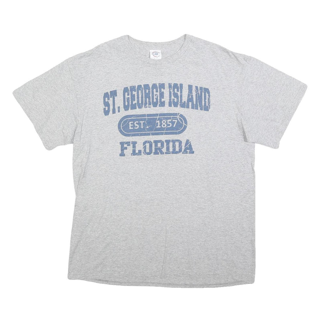 DELTA Mens Grey St George Island Florida Graphic T-Shirt L Short Sleeve Crew