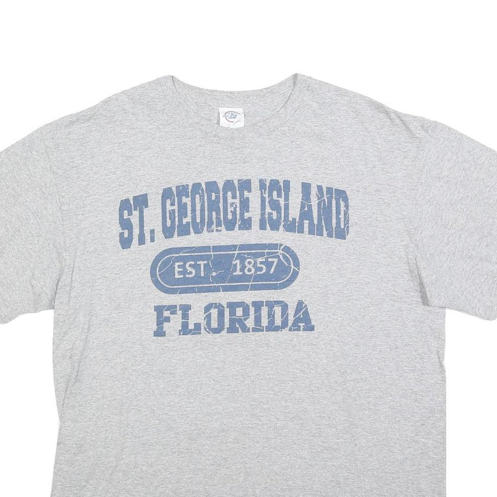 DELTA Mens Grey St George Island Florida Graphic T-Shirt L Short Sleeve Crew