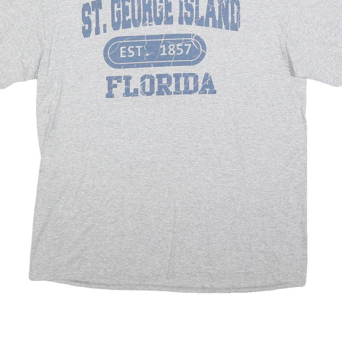 DELTA Mens Grey St George Island Florida Graphic T-Shirt L Short Sleeve Crew