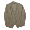 ZARA Womens Beige Cotton Blend Casual Jacket L Drawstring Open Front Relaxed