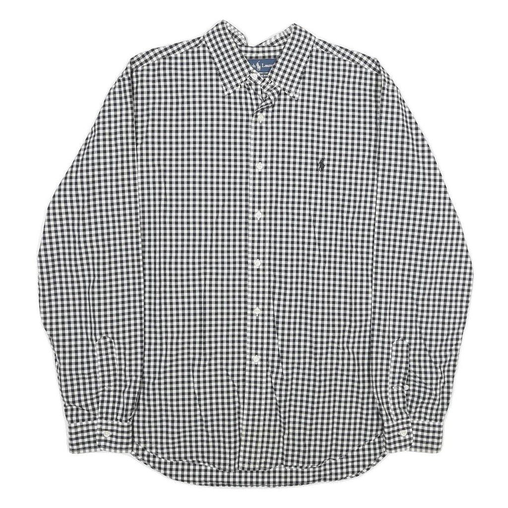 RALPH LAUREN Mens Black & White Check Shirt 2XL Classic Fit Button-Down Collar