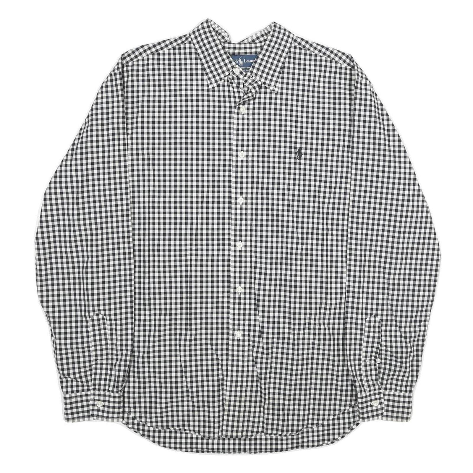 RALPH LAUREN Mens Black & White Check Shirt 2XL Classic Fit Button-Down Collar