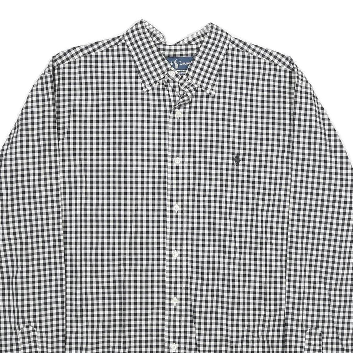 RALPH LAUREN Mens Black & White Check Shirt 2XL Classic Fit Button-Down Collar