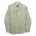 ZARA Mens Beige Cotton Distressed Button Jacket XL Woven Casual Wear
