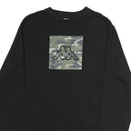 KAPPA Mens Black Cotton Crew Neck L Sweatshirt Camouflage Logo Pullover