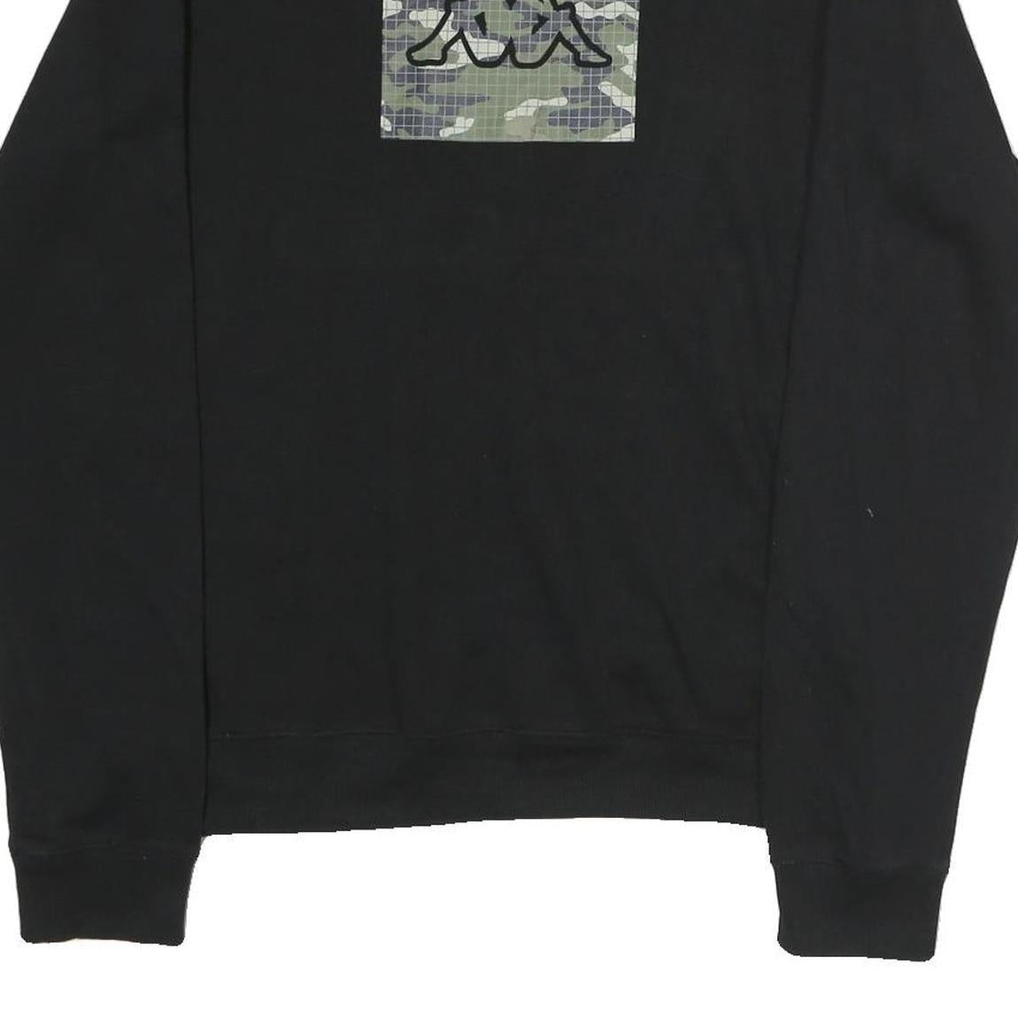 KAPPA Mens Black Cotton Crew Neck L Sweatshirt Camouflage Logo Pullover