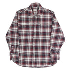 JACHS Mens Red & White Check Shirt L Casual Cotton Blend Long Sleeve Button