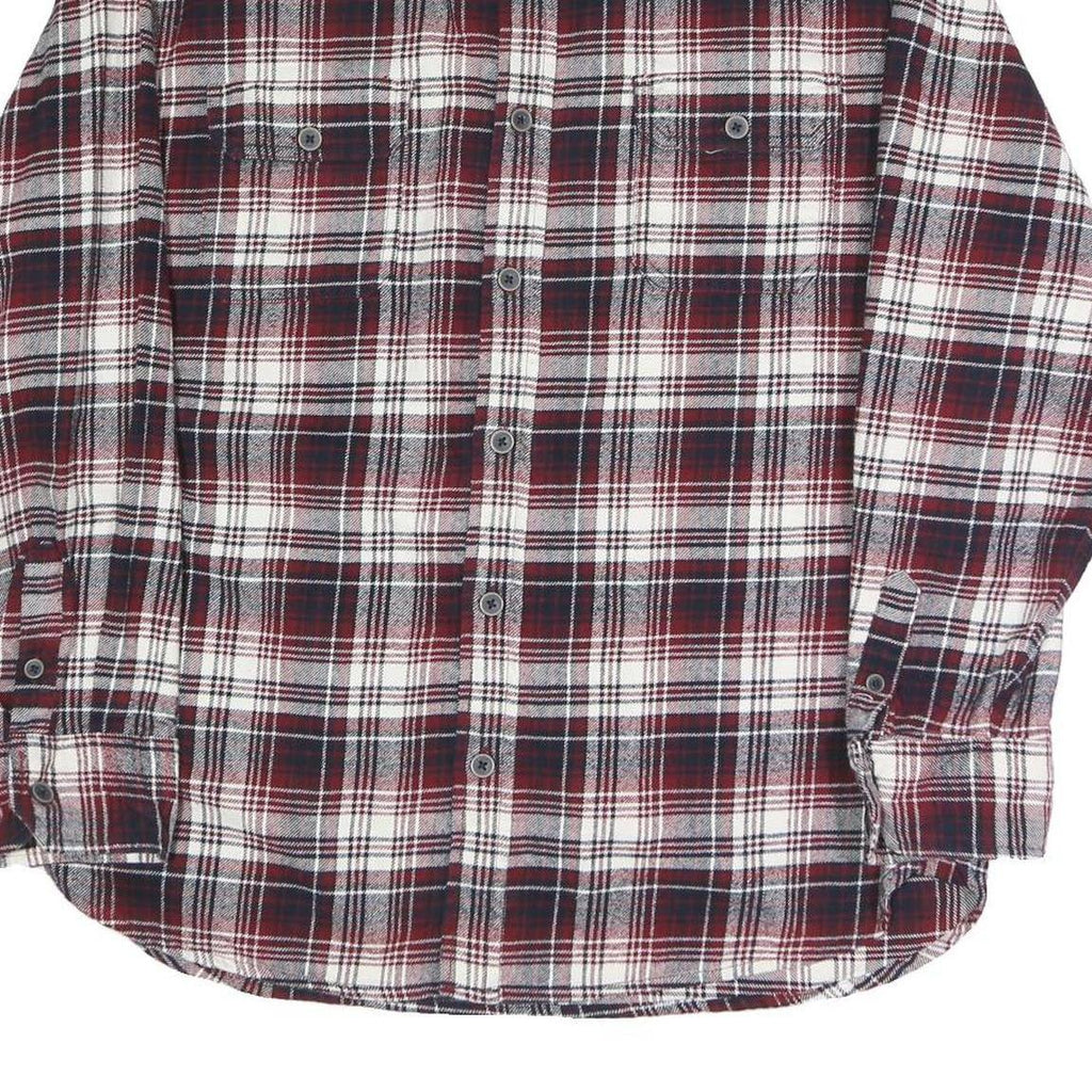 JACHS Mens Red & White Check Shirt L Casual Cotton Blend Long Sleeve Button