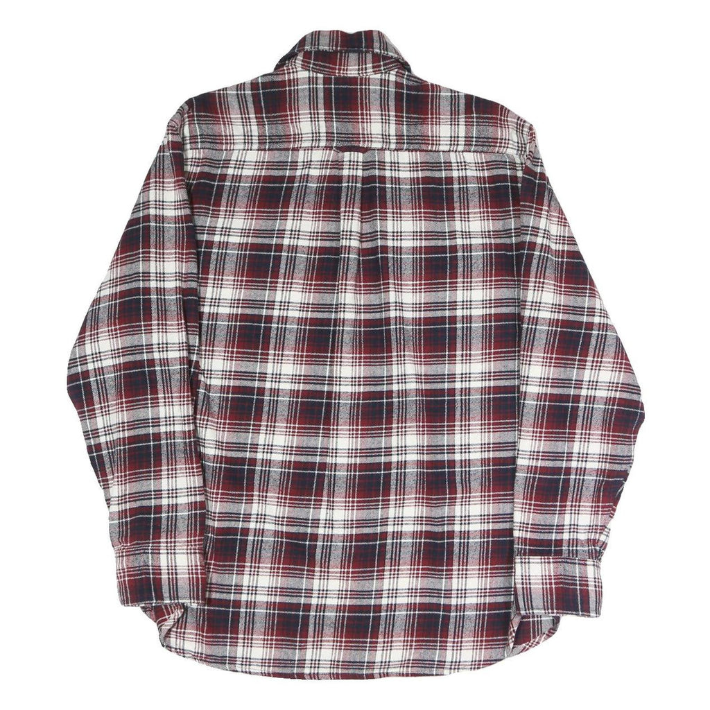 JACHS Mens Red & White Check Shirt L Casual Cotton Blend Long Sleeve Button