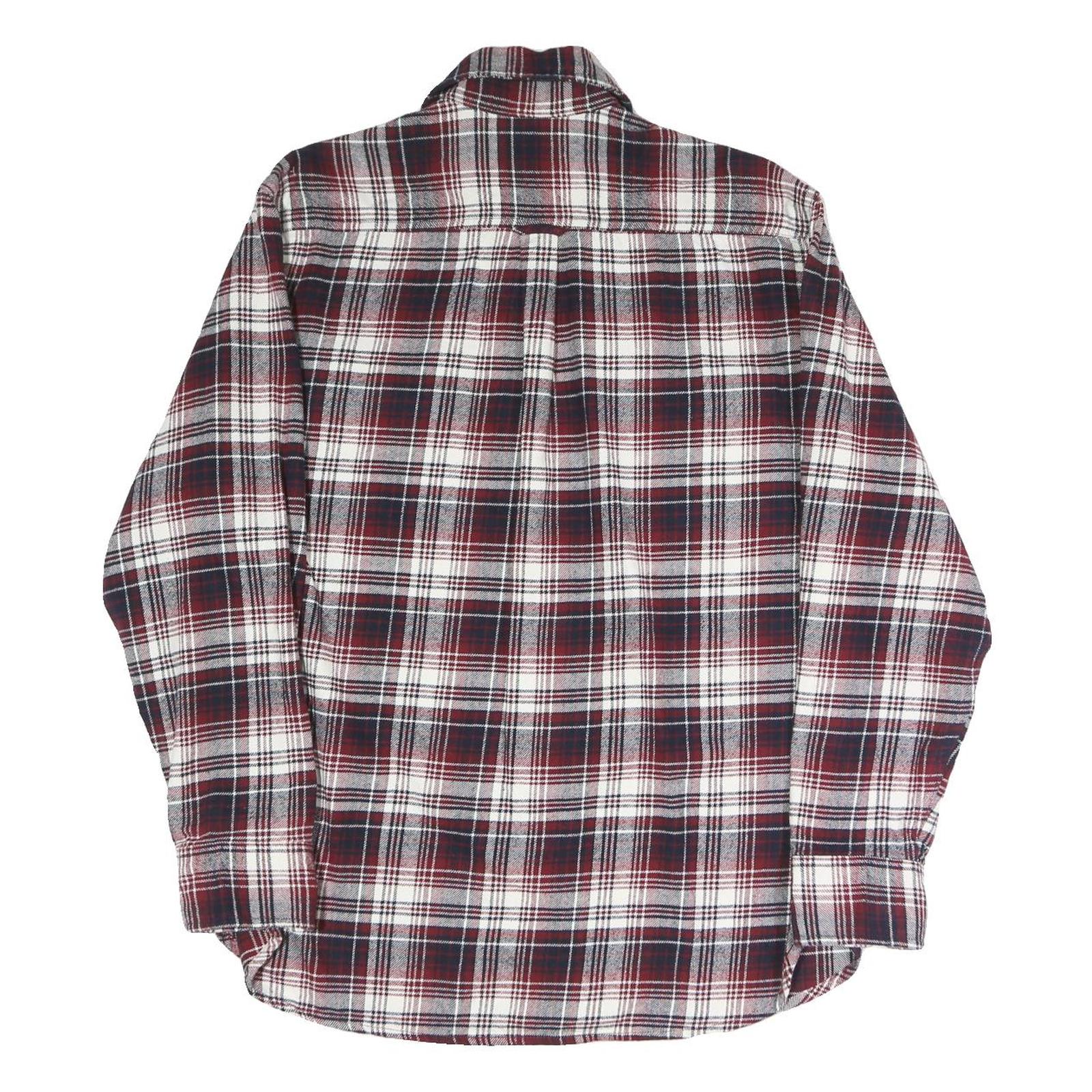 JACHS Mens Red & White Check Shirt L Casual Cotton Blend Long Sleeve Button