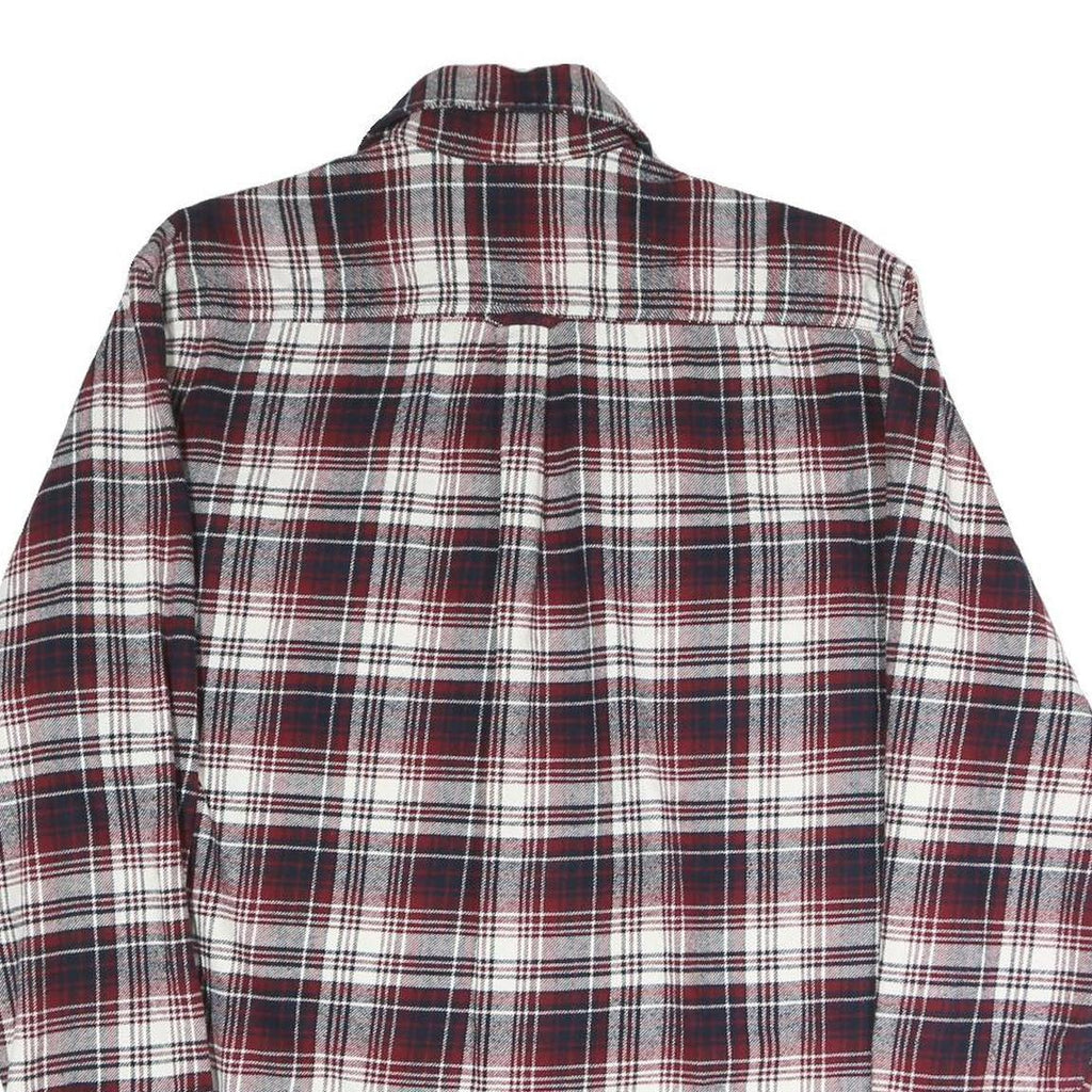 JACHS Mens Red & White Check Shirt L Casual Cotton Blend Long Sleeve Button
