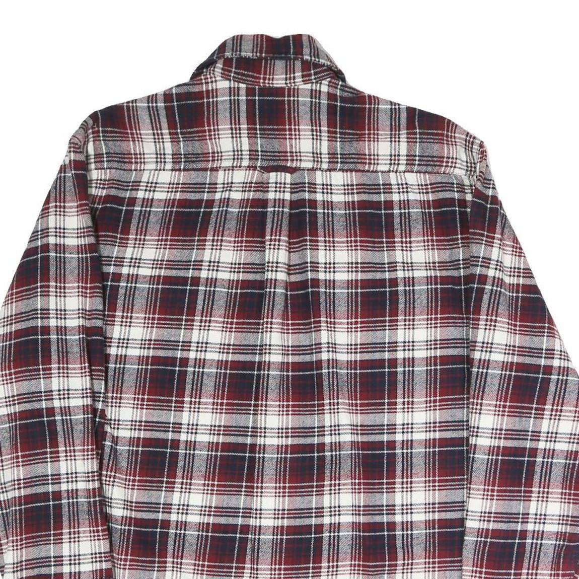 JACHS Mens Red & White Check Shirt L Casual Cotton Blend Long Sleeve Button