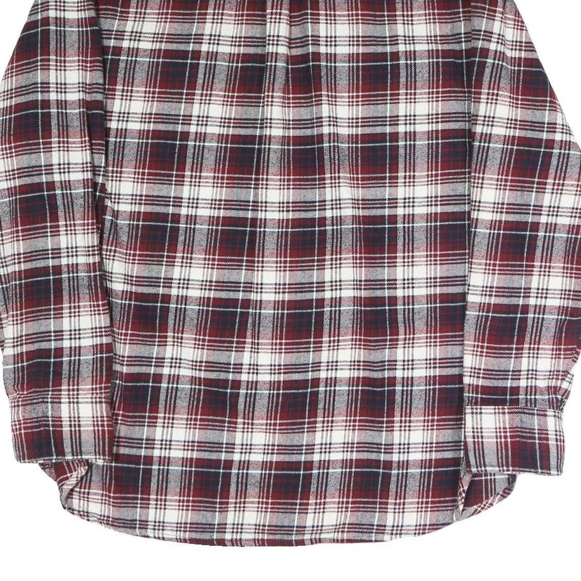 JACHS Mens Red & White Check Shirt L Casual Cotton Blend Long Sleeve Button