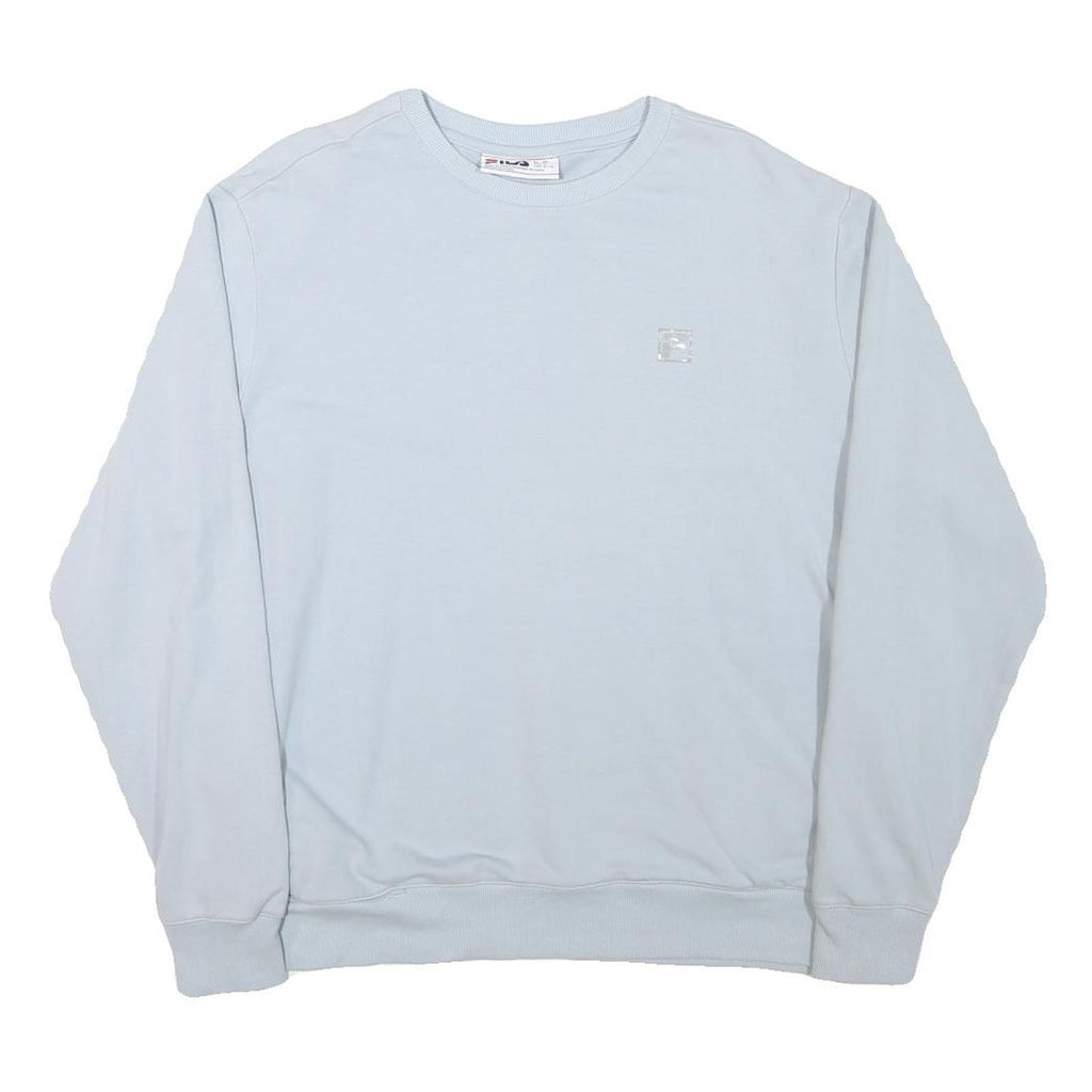 FILA Mens Blue Crew Neck XL Cotton Blend Pullover Sweatshirt Minimal Logo