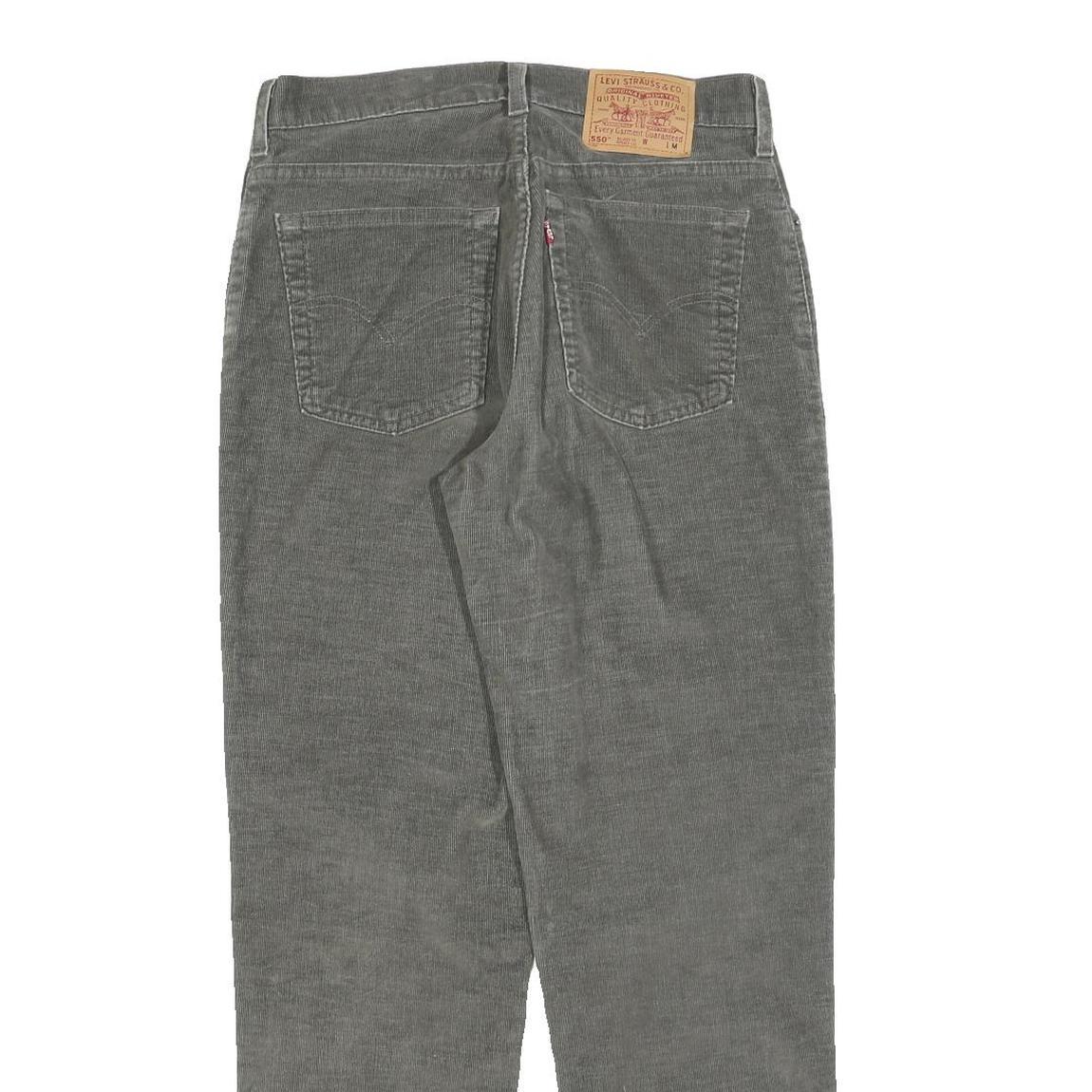LEVI'S Womens Grey Cotton Blend Regular Straight Trousers W30 L30 Classic Zip