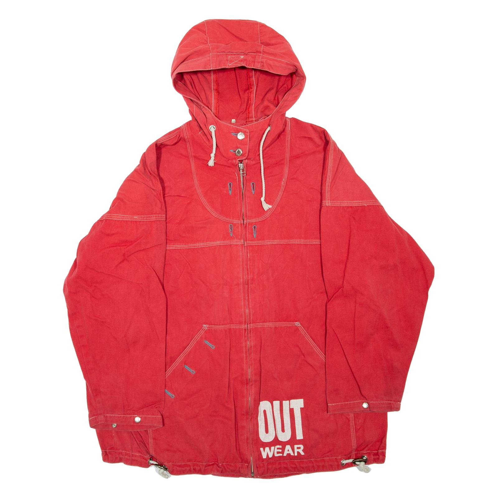 OUTERWEAR Mens Jacket Red Hooded L