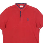 U.S. POLO ASSN Mens Red & Navy Short Sleeve Polo Shirt L Cotton Blend