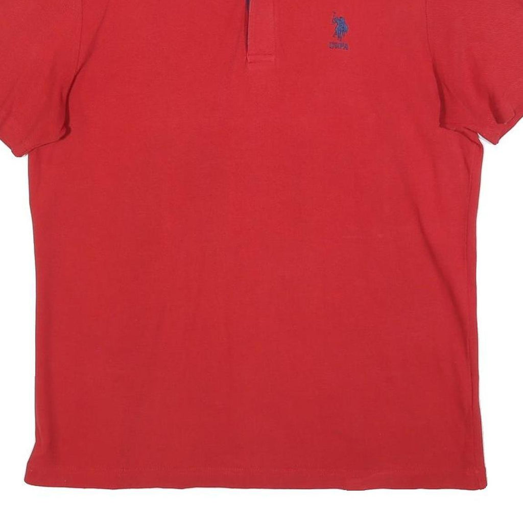 U.S. POLO ASSN Mens Red & Navy Short Sleeve Polo Shirt L Cotton Blend