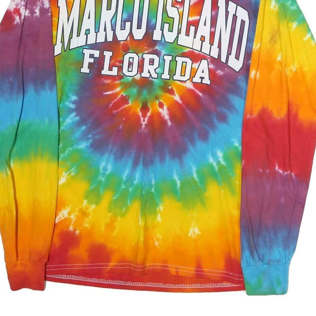 GILDAN Mens Multicoloured Marco Island Florida Tie Dye Long Sleeve Crew Neck
