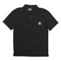 CARHARTT Mens Black Short Sleeve Plain S Polo Shirt Workwear Pocket Logo