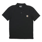 CARHARTT Mens Black Short Sleeve Plain S Polo Shirt Workwear Pocket Logo