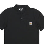 CARHARTT Mens Black Short Sleeve Plain S Polo Shirt Workwear Pocket Logo