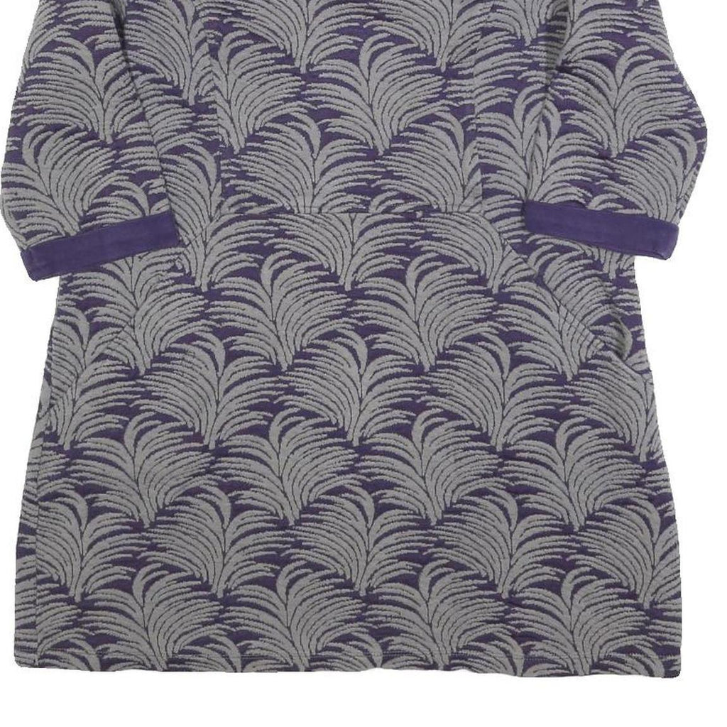 WHITE STUFF Womens Purple & Grey Printed Top 3/4 Sleeve Round Neck UK 12