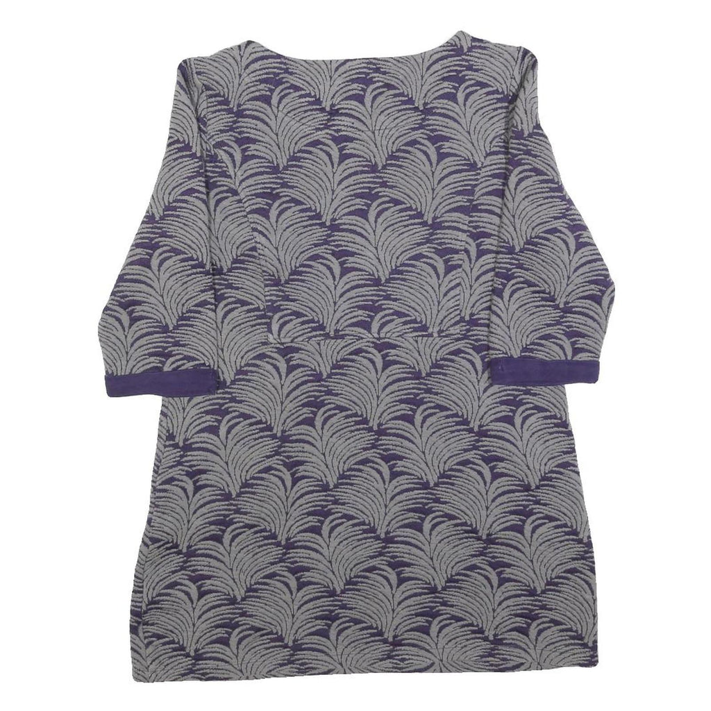 WHITE STUFF Womens Purple & Grey Printed Top 3/4 Sleeve Round Neck UK 12