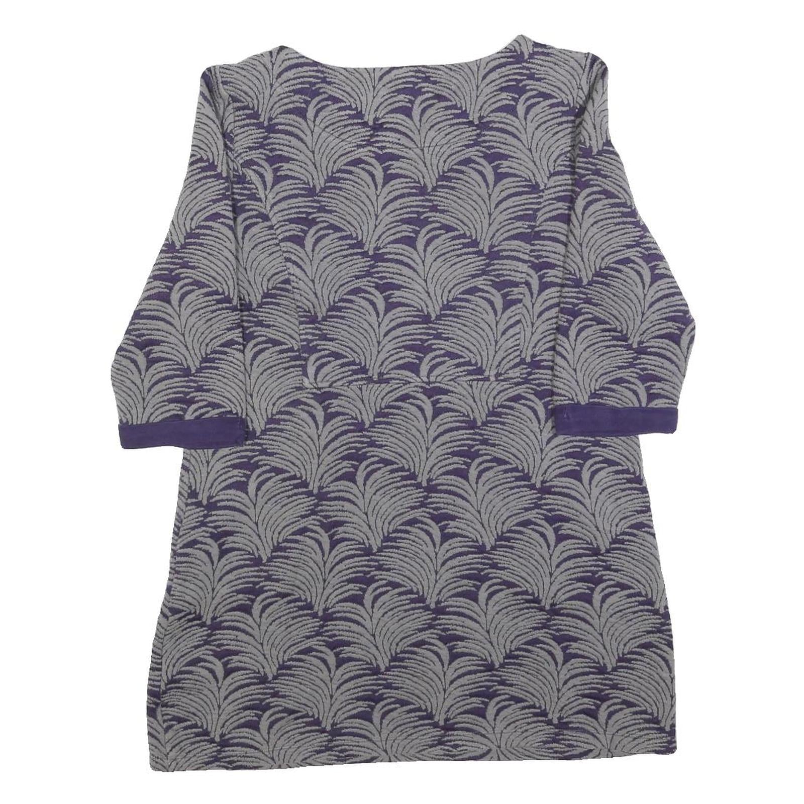 WHITE STUFF Womens Purple & Grey Printed Top 3/4 Sleeve Round Neck UK 12