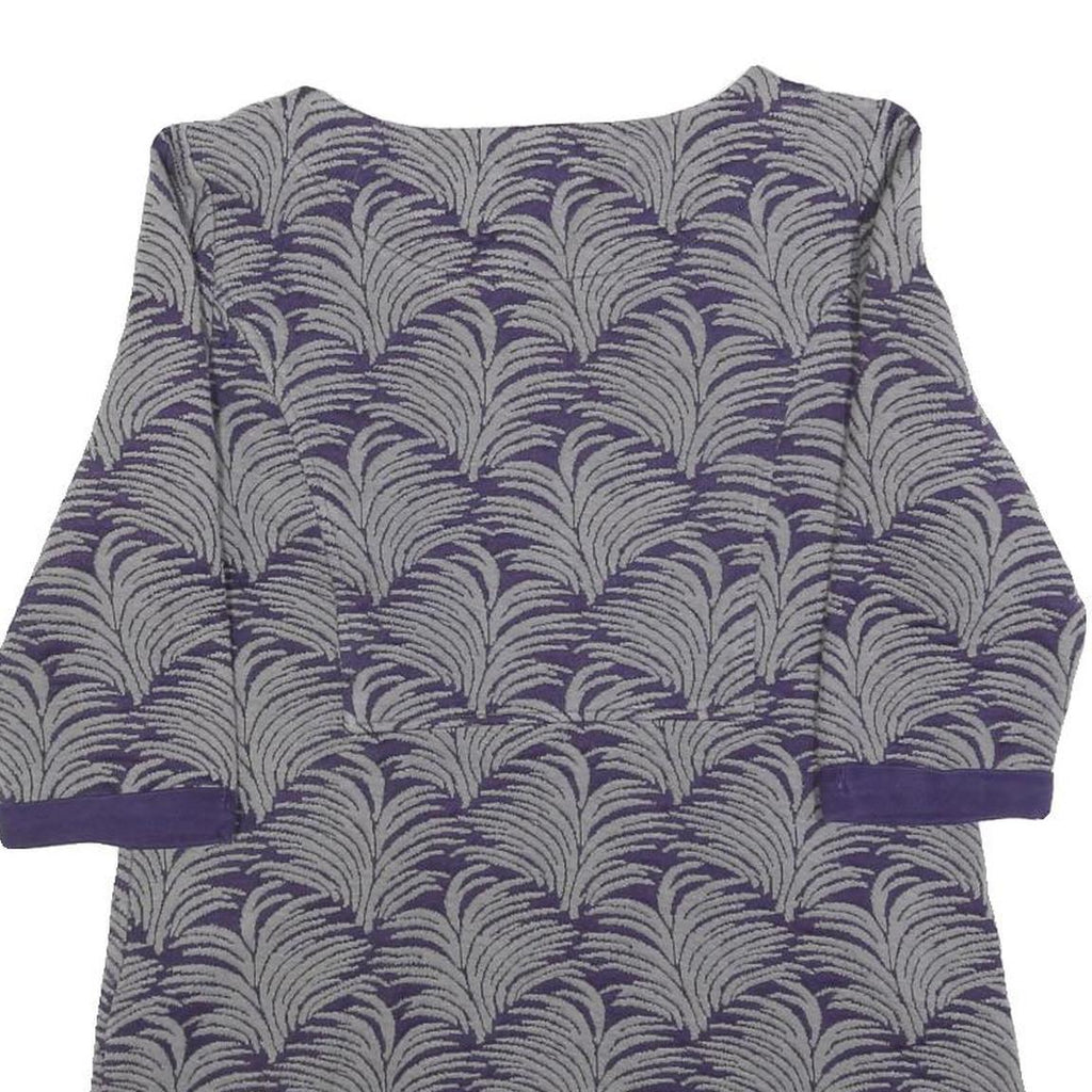 WHITE STUFF Womens Purple & Grey Printed Top 3/4 Sleeve Round Neck UK 12