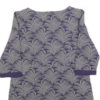 WHITE STUFF Womens Purple & Grey Printed Top 3/4 Sleeve Round Neck UK 12