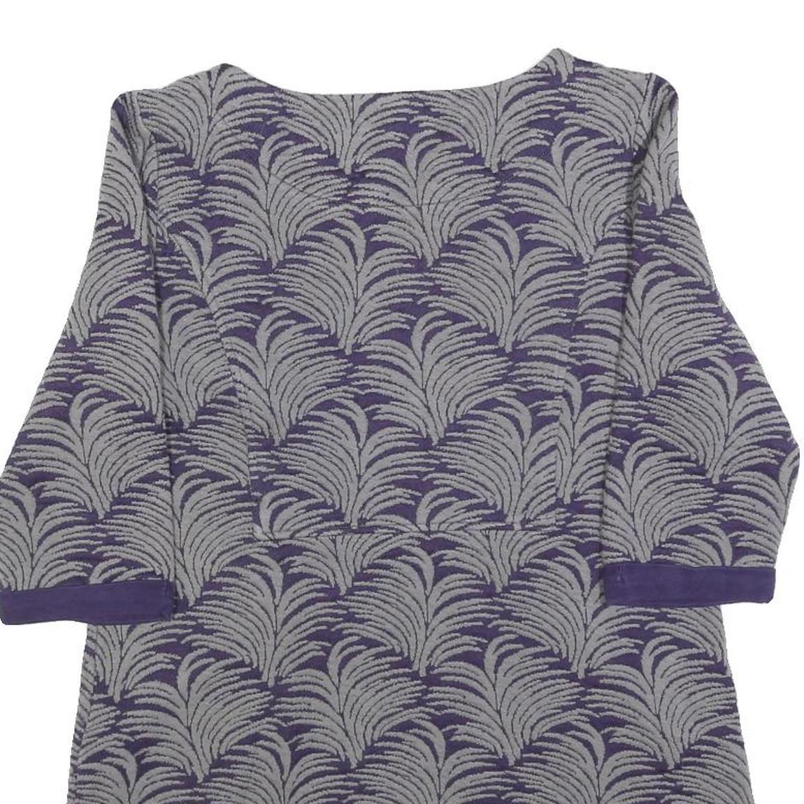 WHITE STUFF Womens Purple & Grey Printed Top 3/4 Sleeve Round Neck UK 12