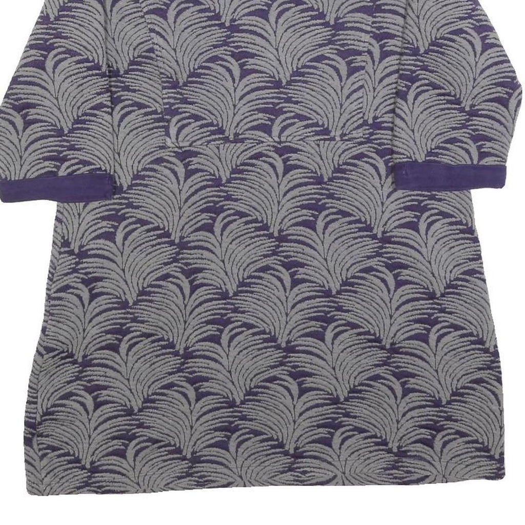 WHITE STUFF Womens Purple & Grey Printed Top 3/4 Sleeve Round Neck UK 12