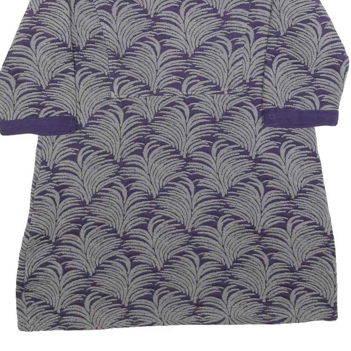 WHITE STUFF Womens Purple & Grey Printed Top 3/4 Sleeve Round Neck UK 12
