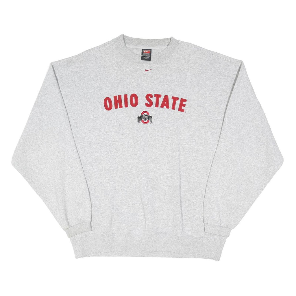 NIKE Mens Grey Ohio State Crew Neck L Sweatshirt Cotton Blend Pullover