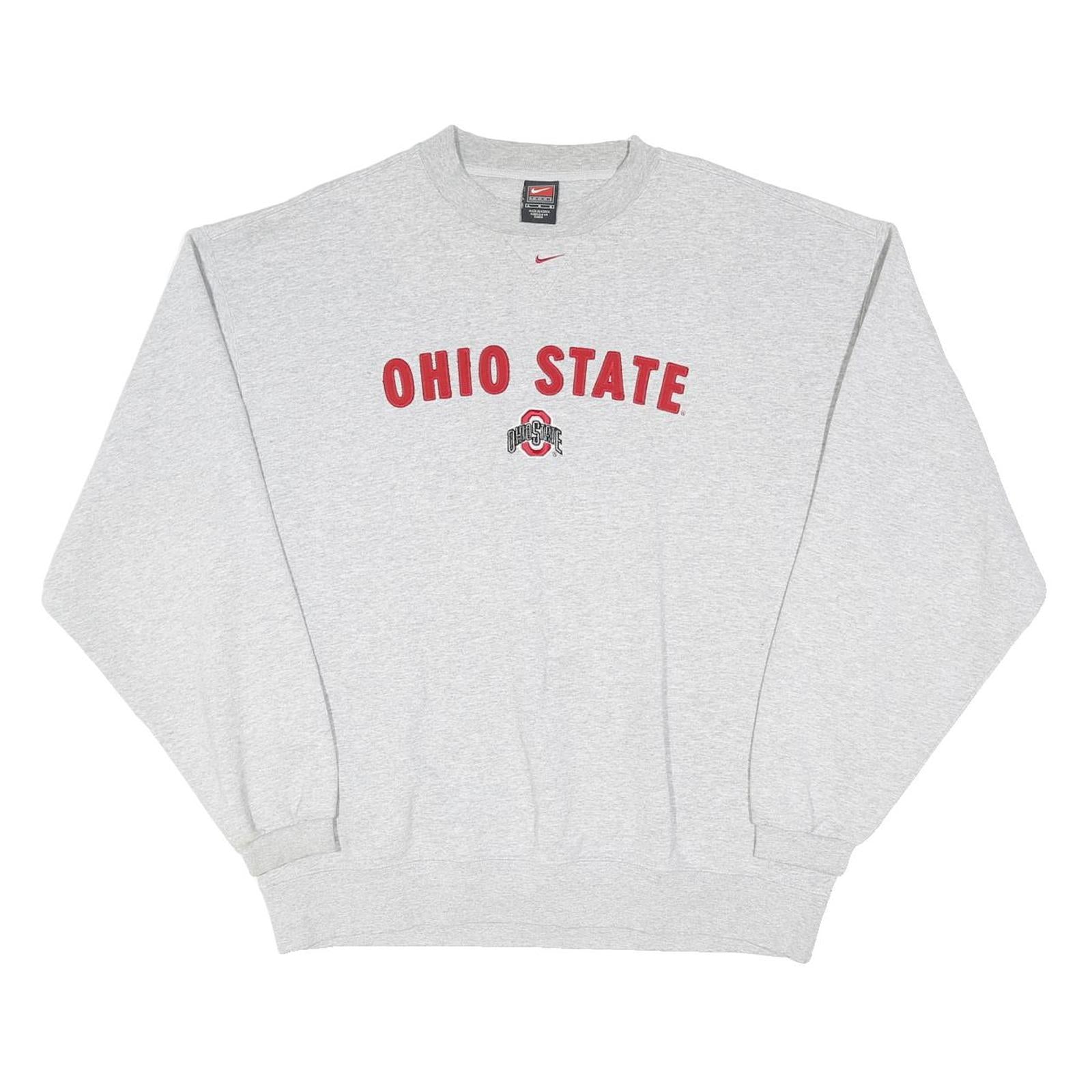 NIKE Mens Grey Ohio State Crew Neck L Sweatshirt Cotton Blend Pullover