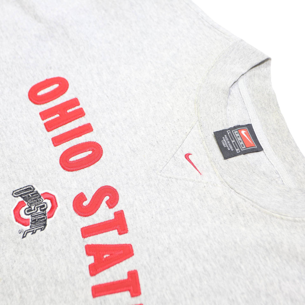 NIKE Mens Grey Ohio State Crew Neck L Sweatshirt Cotton Blend Pullover