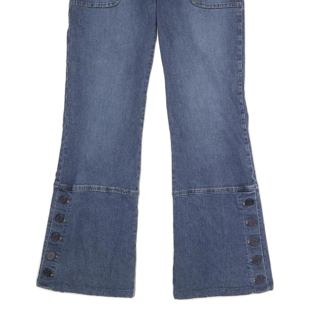 TOMMY JEANS Womens Relaxed Blue Denim Jeans W34 L32 Button Detail Flared