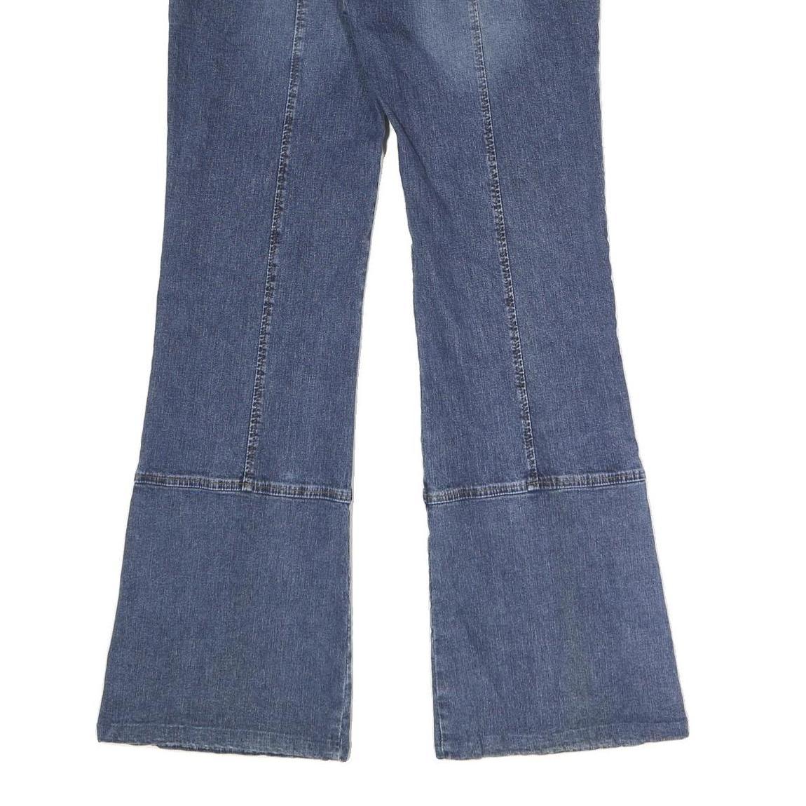 TOMMY JEANS Womens Relaxed Blue Denim Jeans W34 L32 Button Detail Flared