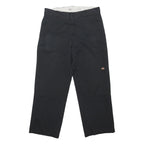 DICKIES Mens Cotton Blend Black Loose Button Trousers W36 L29 Workwear