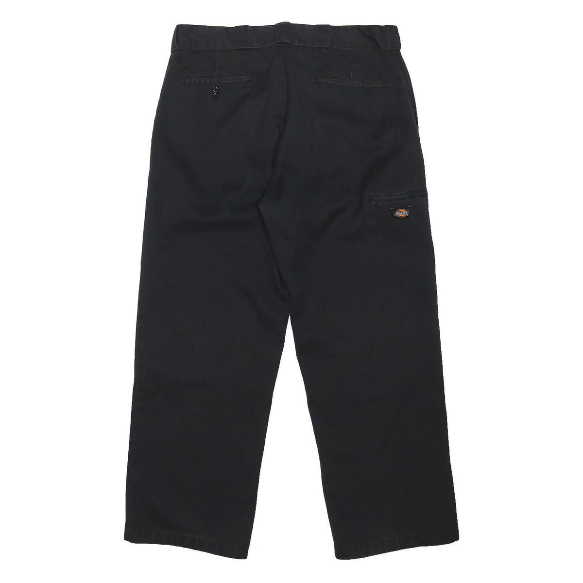 DICKIES Mens Cotton Blend Black Loose Button Trousers W36 L29 Workwear