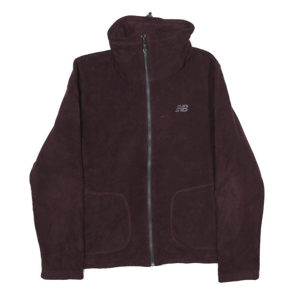 NEW BALANCE Womens Maroon Jacket L Polyester Zip Plain Casual Activewear