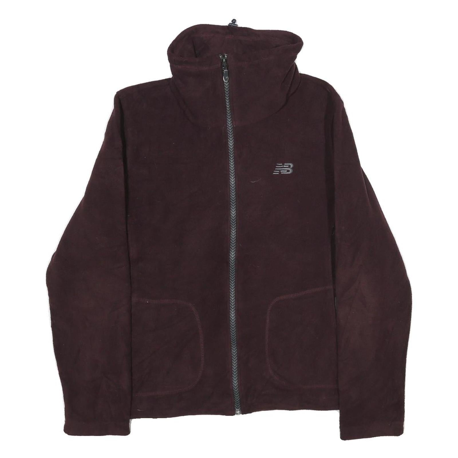 NEW BALANCE Womens Maroon Jacket L Polyester Zip Plain Casual Activewear