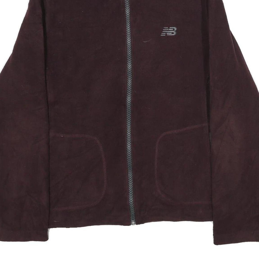 NEW BALANCE Womens Maroon Jacket L Polyester Zip Plain Casual Activewear