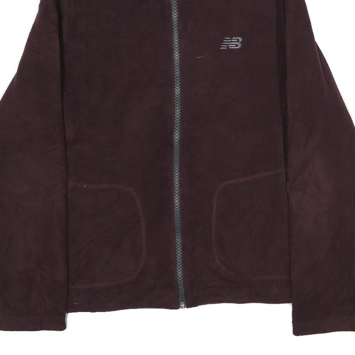 NEW BALANCE Womens Maroon Jacket L Polyester Zip Plain Casual Activewear