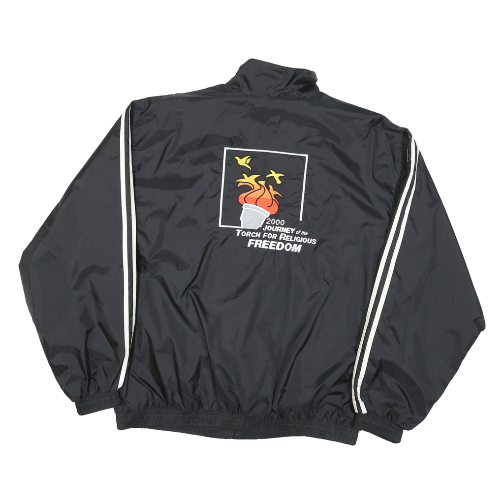 ADIDAS Mens Black Zip Track Jacket L Polyester Blend Plain Religious Tolerance